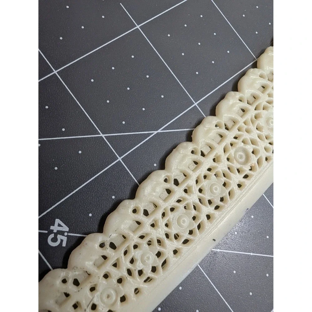 Carved Elephant Letter Opener lace‎ detail Ivory Color Celluloid Plastic